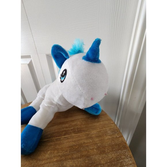 7” Walmart Toy Plush White Unicorn Blue Mane & Tail Hair Stuffed Animal EUC - Picture 2 of 6